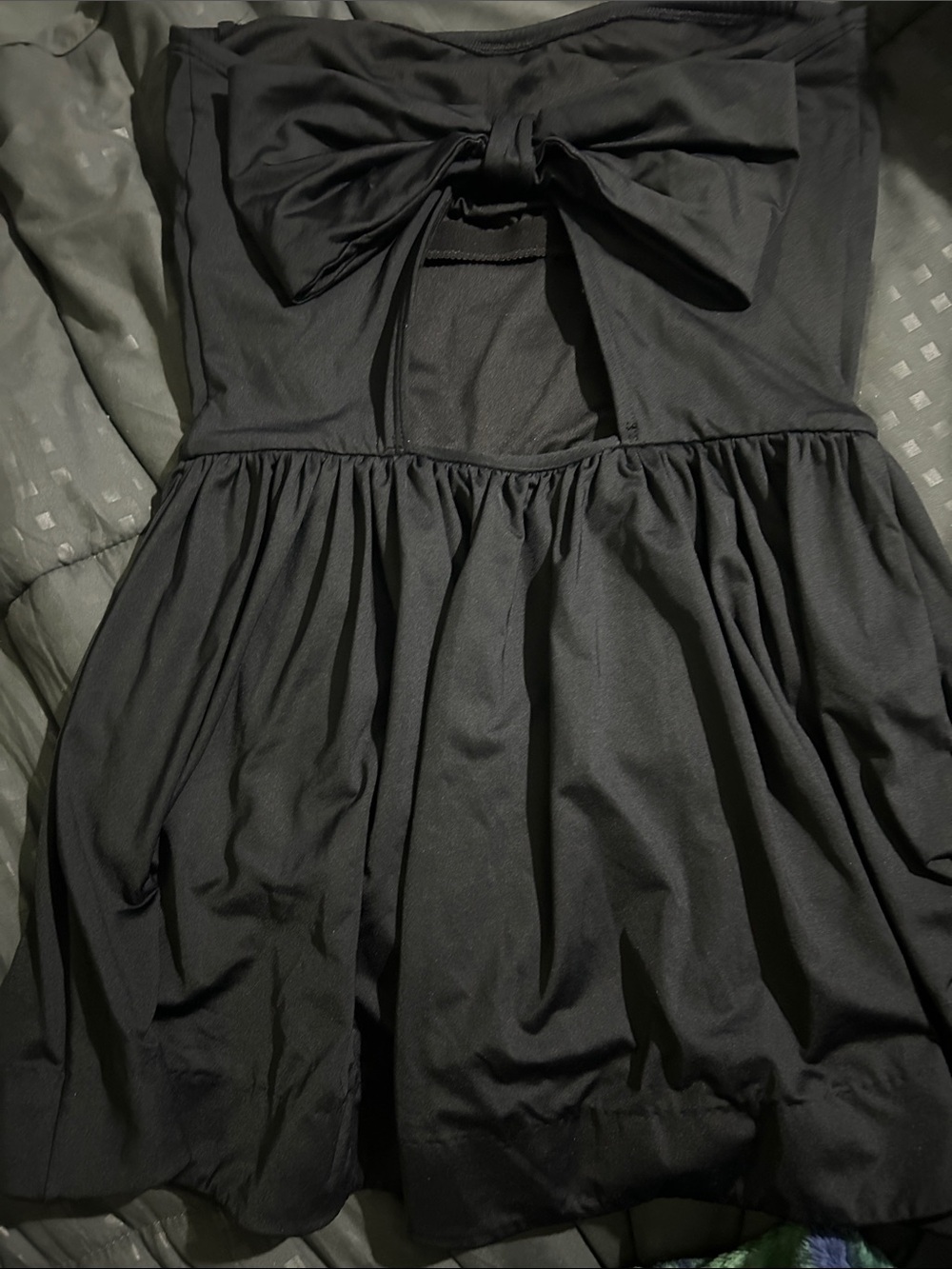 Kate Spade Take A Bow Faille Strapless Dress Black Mini Size Large